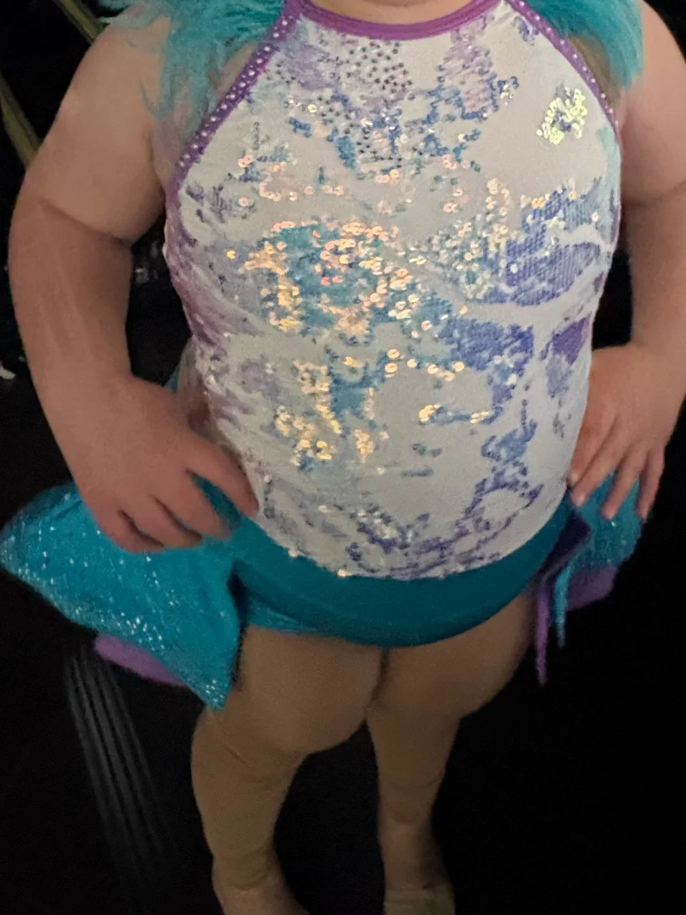 Sparkle Mermaid Dance Costume - Teal & White